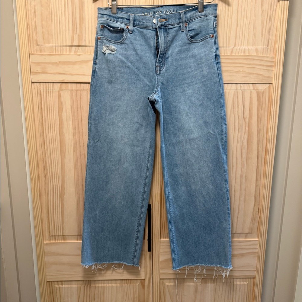 American Eagle Outfitters Light Blue Cropped Wide Leg Jeans
